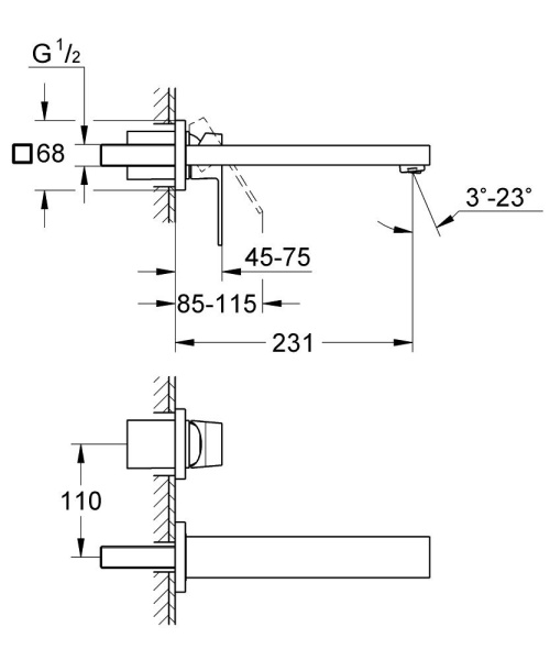 Смеситель для раковины встраиваемый Grohe Eurocube 23447 000 (23447000) хром