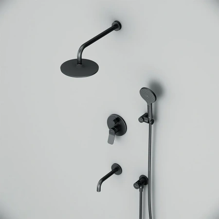Душевой комплект с изливом Am.Pm X-Joy FB85A3RH32 черный матовый