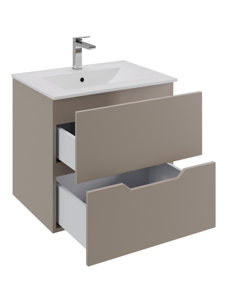 Тумба с раковиной подвесная Orange Line Li-60TuL+Ra латте матовый