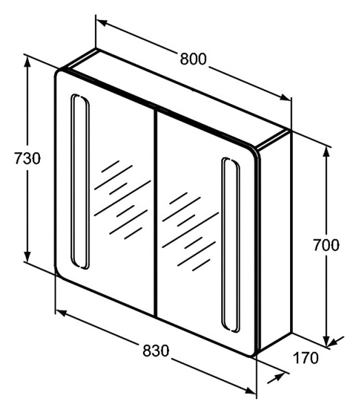 Зеркало-шкаф Ideal Standard Mirror&Light 80 см T3388AL