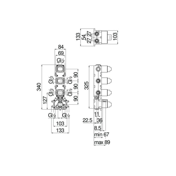 Скрытая часть термостатического смесителя для душа Nobili WE00103