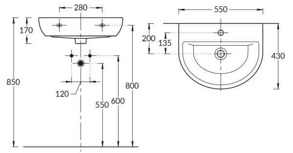 Раковина подвесная (55х48) Kerama Marazzi Buongiorno BG.wb.55