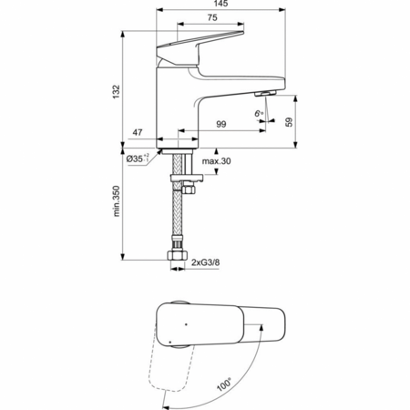 Смеситель для раковины Ideal Standard CERAPLAN BD201AA, хром