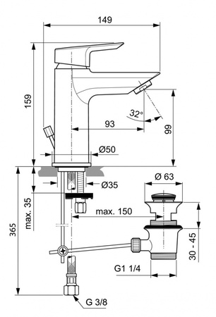 Смеситель для раковины Ideal Standard Tesi A6555AA