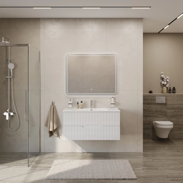 Тумба под раковину Cezares DUET-N-1000-2C-SO-FBS-P Ясень белый софт