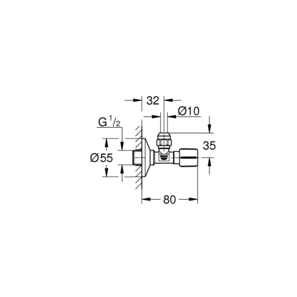 Угловой вентиль с металлической розеткой GROHE 22074KF0 (22074KF0) черный матовый Угловой вентиль с металлической розеткой GROHE 22074KF0 (22074KF0) черный матовый