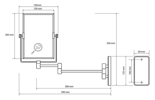 Косметическое зеркало, 3× увеличительное Bemeta 153301612