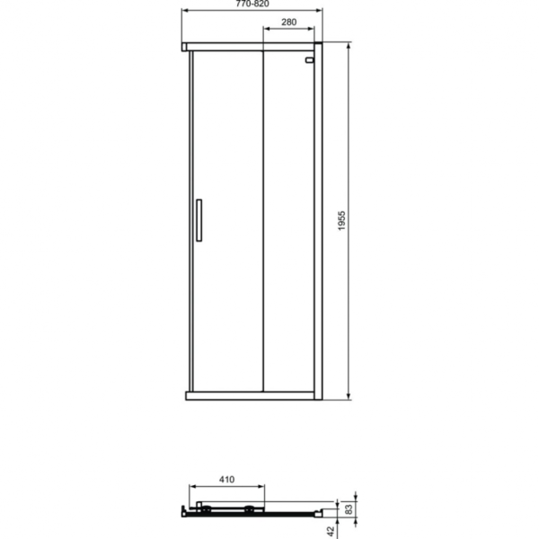 Реверсивная панель-дверь Ideal Standard CONNECT 2 Corner Square/Rectangular (80) K9259V3, черный