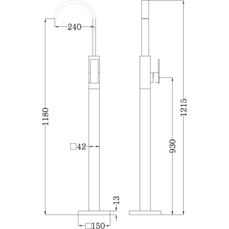 Смеситель ABBER Wasserfall AF8640NG напольный для раковины, никель