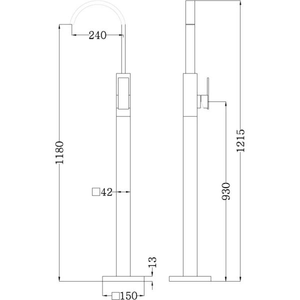 Смеситель ABBER Wasserfall AF8640NG напольный для раковины, никель