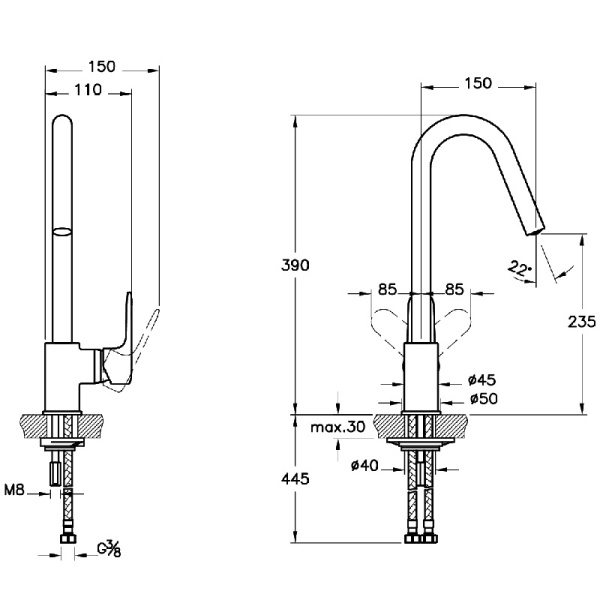 Смеситель для кухонной мойки VitrA Root Round A4274234EXP, никель