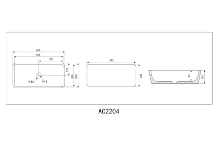 Раковина накладная Abber Rechteck AC2204 AC2204, фаянс, белая, прямоугольная, 37x35x13,5 см