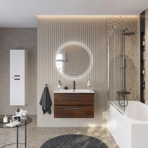 Тумба под раковину Cezares ECO-CER-N-800-2C-SO-NCS-P Орех шоколад Софт без ручек