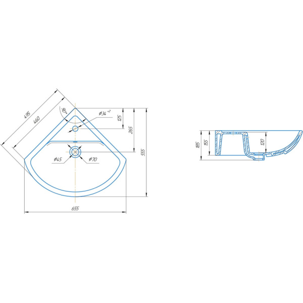 Раковина (49,5х49,5) Corozo Элегия SD-00000460