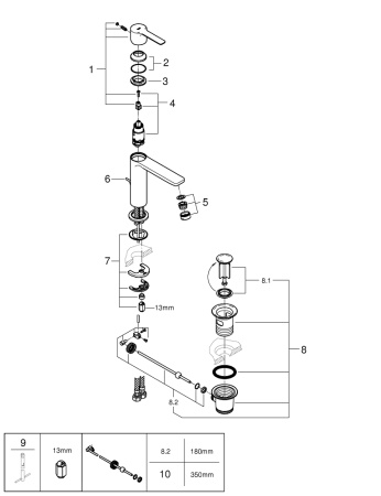 Смеситель для раковины Grohe Lineare New 32114 001 (32114001) хром