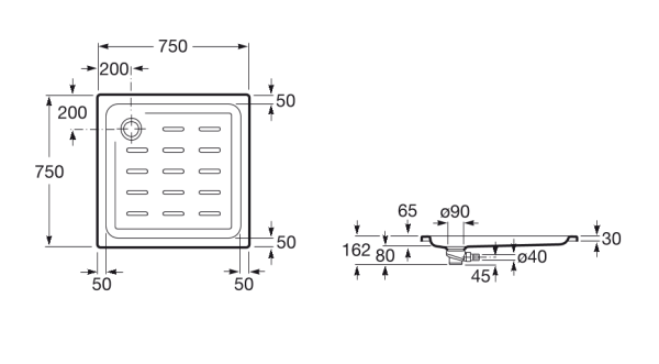 Душевой поддон Roca Easy 75х75 белый, с сифоном 276079000
