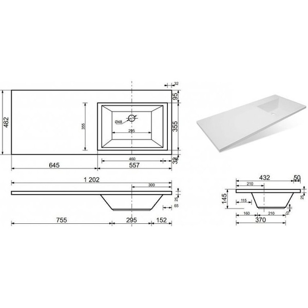Раковина Bellezza Даллас правая 1000 4627179377687
