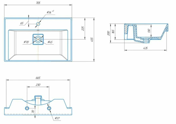 Накладная раковина Aqwella Грэмми 70 4610119205249 белый