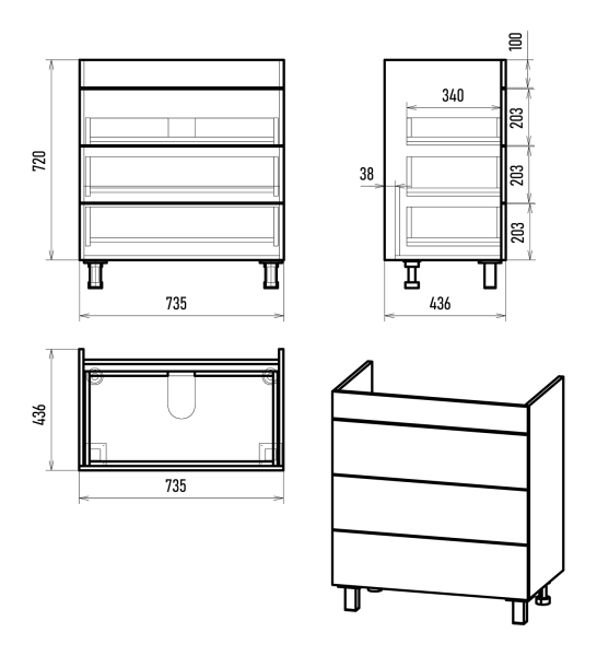 Тумба под раковину Brevita Gloster 80 GLOS-08060-48-2 без раковины