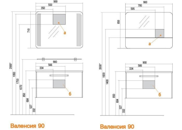 Тумба с раковиной Акватон Валенсия 90 1A1235K0VA3400