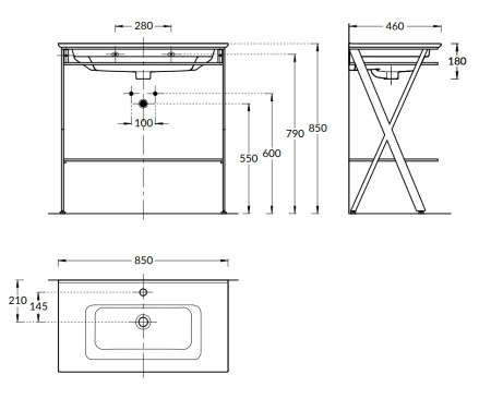 Консоль под раковину Kerama Marazzi Piano Next 85 PIA.N.85\BLK