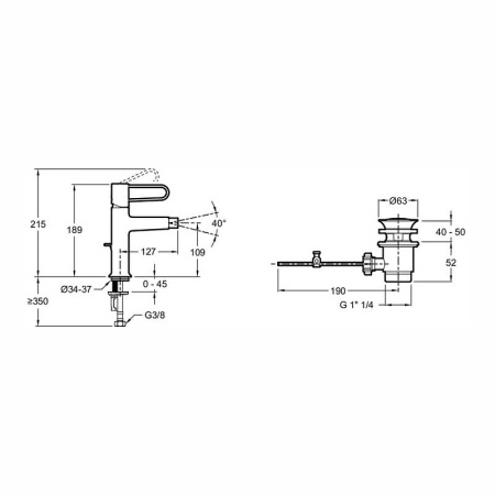 Смеситель для биде Jacob Delafon Odeon Rive Gauche E21033-BL-CP