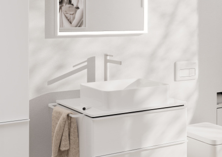 Смеситель для раковины с донным клапаном Push-Open Hansgrohe Finoris 76070700 белый матовый