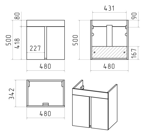 Тумба под раковину Misty Торос 50  П-Тор01050-0521Пр