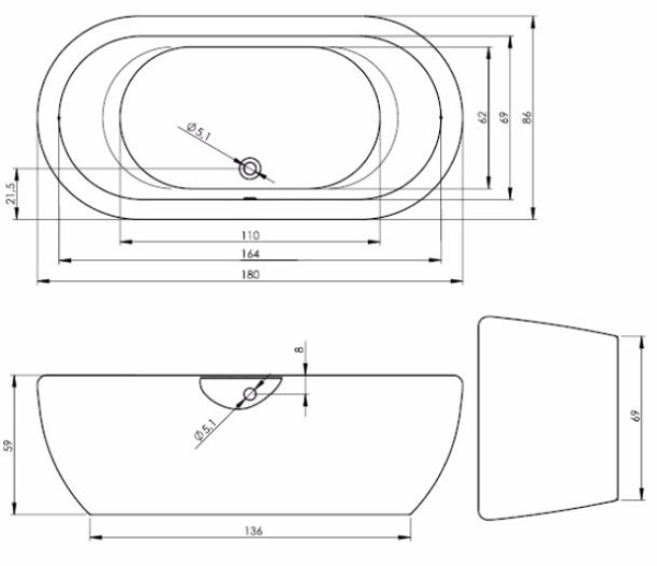 Ванна акриловая Riho Dua BD01XXX00000000