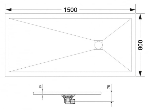 Душевой поддон 80х150х2.5 RGW ST-158W 14152815-01