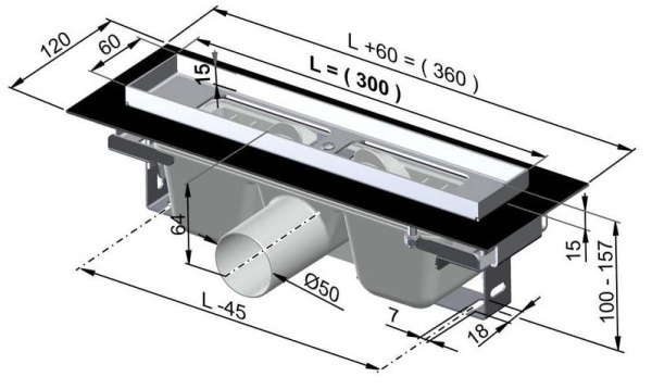 Водоотводящий желоб AlcaPlast APZ1-300