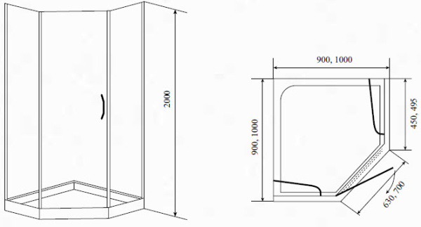Душевой угол (100х100) Timo BY-839/100C