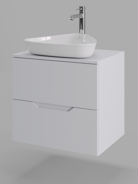 Тумба с раковиной подвесная 60 см Orange Line Li-60TuwMDF+B07-500W белый