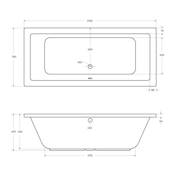 Акриловая ванна (170х75) CEZARES PLANE-170-75-45-W37 Акриловая ванна (170х75) CEZARES PLANE-170-75-45-W37