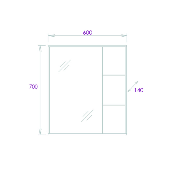 Зеркало-шкаф Onika Тимбер 60 (60x70) 206070