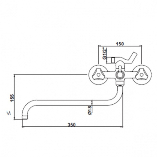 Смеситель для ванны с душем KAISER Delta (11090)