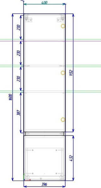 Пенал подвесной Art&max AM-Techno-1600-AC-SO-LW623-L Дуб мелфорд светлый