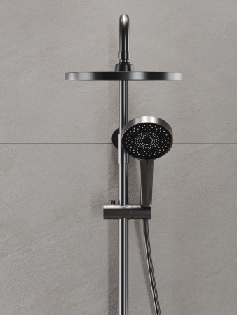 Душевая система с однорычажным смесителем AGGER Sweet A2793355 оружейная сталь матовая