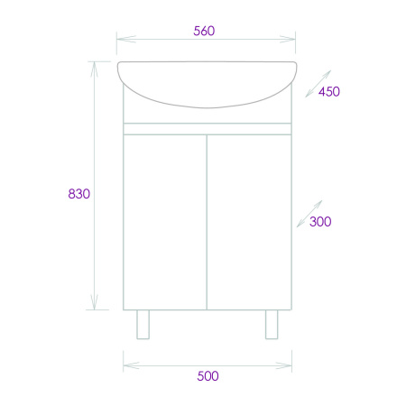 Тумба под раковину напольная Onika Милтон 55 105559