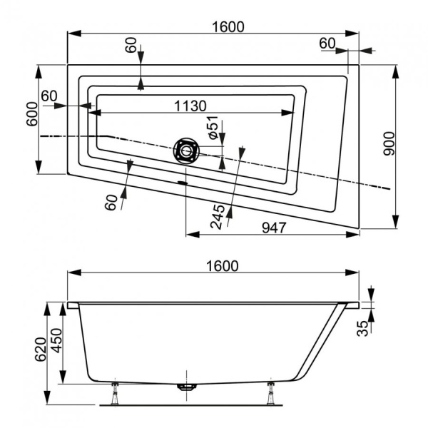 Акриловая ванна Vagnerplast Cavallo OFFSET (160x90) VPBA169CAV3PX-04 правая Акриловая ванна Vagnerplast Cavallo OFFSET (160x90) VPBA169CAV3PX-04 правая