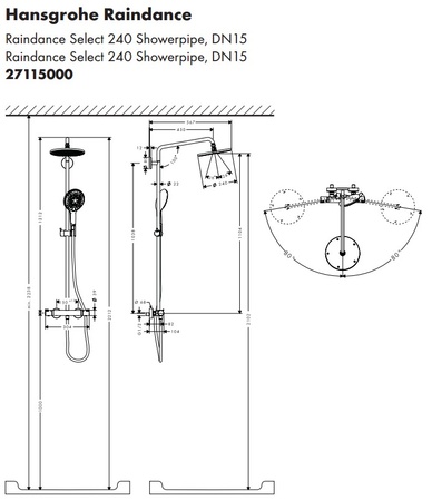Душевая система с термостатом Hansgrohe Raindance Select S 240 Showerpipe 1jet 27115000 хром