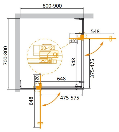 Душевой уголок (70х80) CEZARES SLIDER SLIDER-AH-2-70/80-80/90-BR-NERO
