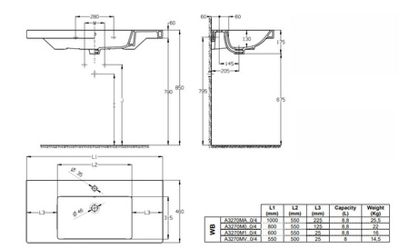 Раковина накладная (100x46) Roca The Gap Plus 3270MA004