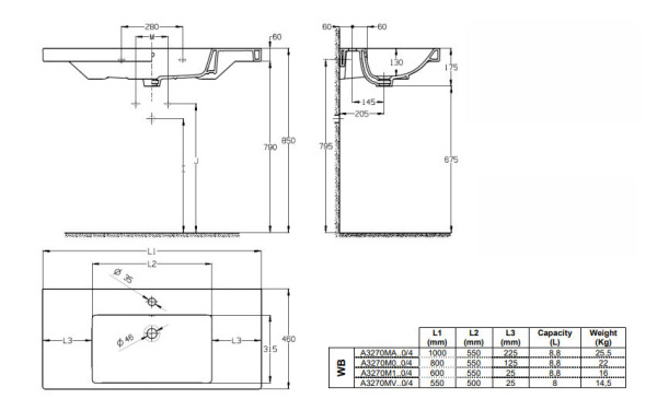 Раковина накладная (100x46) Roca The Gap Plus 3270MA004