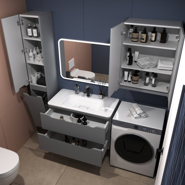 Тумба под раковину Style Line Марелла 90 Люкс Plus СС-00002415 серый матовый