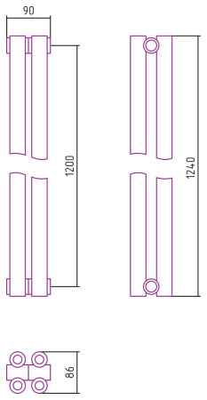 Полотенцесушитель Водяной Сунержа Эстет-00 (120х9) 2 секции Золото 03-0332-1202