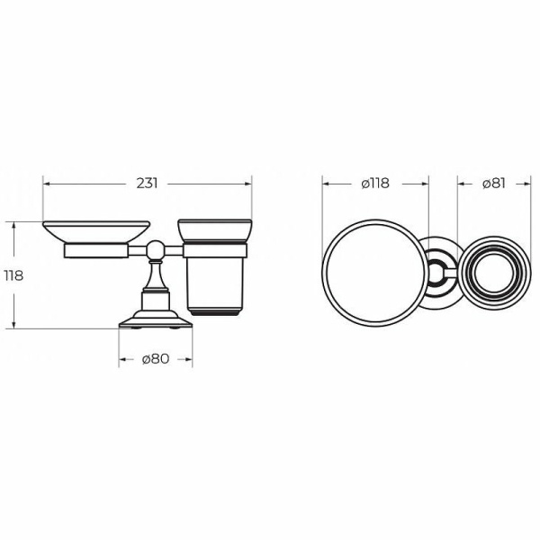 Держатель с мыльницей и стаканом Cezares Aphrodite APHRODITE-STTP-03/24