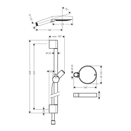 Душевой гарнитур с мыльницей Hansgrohe Raindance Select S 3jet PowderRain 27944000 хром