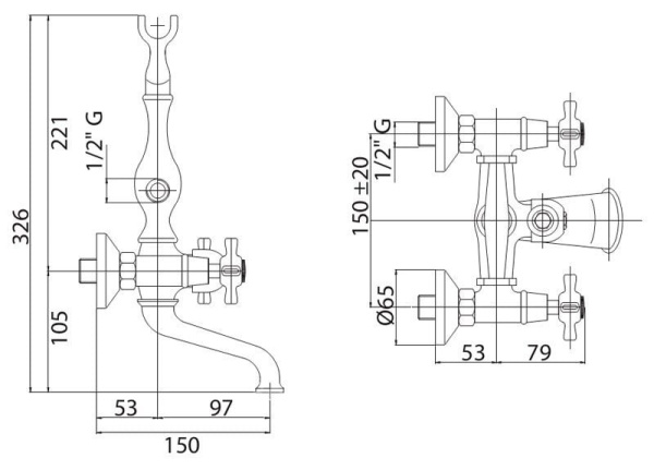Смеситель для ванны Cezares Lord LORD-VDPS-03/24