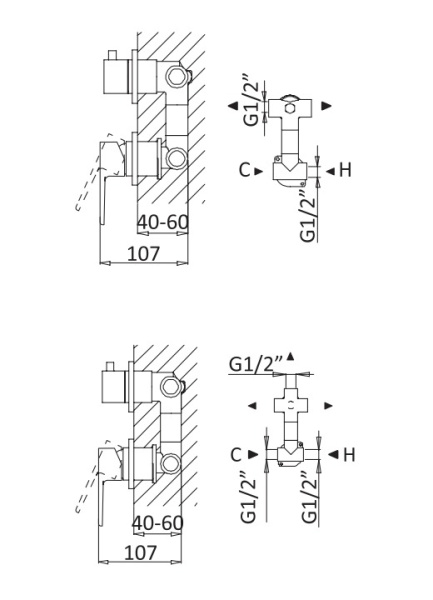 Смеситель для ванны Cezares NAUTIC-VDIM2-M-SS